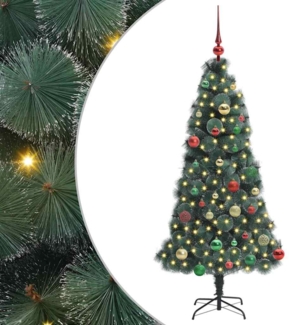 vidaXL Künstlicher vorbeleuchteter Weihnachtsbaum mit Kugelset 150 cm 3396161