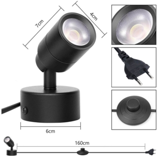 MUPOO LED Wandstrahler Dimmbar 5W LED-Strahler Innen mit Fernbedienung, Timer & Fußschalter, mit 160cm Kabel, LED fest integriert, für Wandleuchten,Akzentbeleuchtung von Pflanzen,Bildern & Kunstwerken