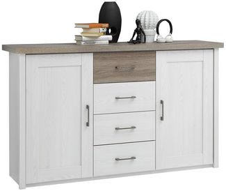 Sideboard >Lebbie< in Pinie Weiß - 150x90x42cm (BxHxT)