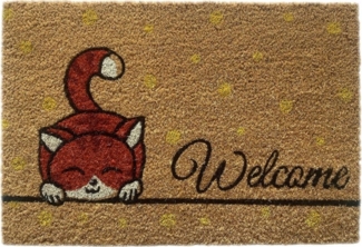 Carpetia Fußmatte Schuhabtreter aus Kokos, umweltfreundlich, Kätzchen orange, Rechteckig