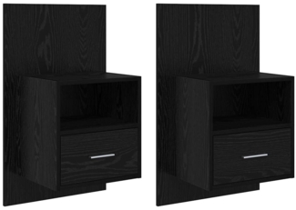 vidaXL Bettschrank 2 pcs Schwarz Eichen-Optik 48,5 x 32,5 x 80 cm 880479