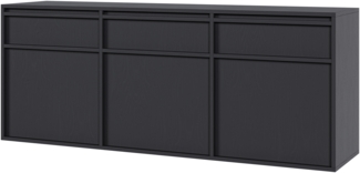 Selsey 'Evo' Sideboard hängend mit 3 Schubladen, schwarz, ca. 62 x 154 x 39 cm