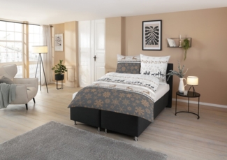 CASATEX Bettwäsche Winterworld, Biber, 2 teilig, Hirschmotive, Schneekristalle, kuschelig