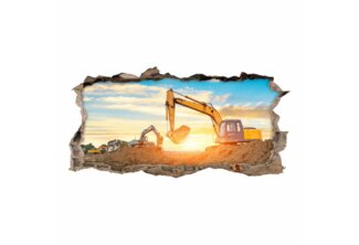 nikima Wandtattoo 177 Wandtattoo Bagger - Loch in der Wand - 750 x 380 mm (PVC-Folie), in 6 vers. Größen