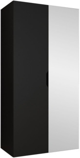 Kleiderschrank Midere 100 mit Frontspiegel (Farbe: Schwarz)