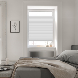 Lichtblick Sonnenschutzsysteme GmbH Verdunklungsplissee Helsingborg 55 cm x 130 cm (BxL) Weiß Verdunkelnd mit Thermofunktion; einfache Installation mit Klemmträgern; verspannt