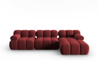 Micadoni Modulares Ecksofa Bellis 4-Sitzer Rechts Samtstoff Dunkelrot