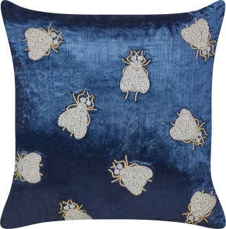Dekokissen Tiermuster PENTAS Samtstoff 45 x 45 cm Marineblau