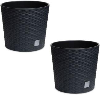 2 x Blumentopf Rattan 2 x Ø 40 cm anthrazit