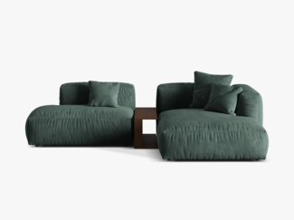 Micadoni Ecksofa Martina 2-Sitzer mit Couchtisch Samt Petrol Rechts