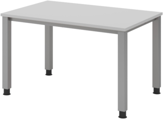 bümö manuell höhenverstellbarer Schreibtisch 120x80 cm in grau - PC Tisch höhenverstellbar & klein, höhenverstellbarer Tisch Büro, kleiner Computertisch verstellbar, Q-Serie, QS-12-5