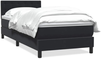 vidaXL Boxspringbett mit Matratze Schwarz 90x210 cm Samt 3316577