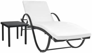 vidaXL Sonnenliege mit Auflage & Tisch Poly Rattan Schwarz 42886