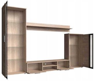 Wohnwand Anbauwand Ben 4-teilig Eiche Country grau