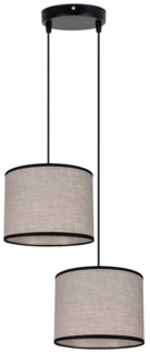 Licht-Erlebnisse Pendelleuchte LADIUN, ohne Leuchtmittel, Stoff Metall H: max. 85 cm Schwarz Beige E27 2-flammig Modern