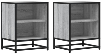vidaXL Nachttische 2 Stk. Grau Sonoma 40x31x50 cm Holzwerkstoff Metall 848706