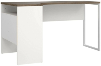 Dmora Schreibtisch Moire, Mehrzweckschreibtisch, Bürotisch für PC, Eckschreibtisch, 145x81 h77 cm, Weiß und Walnuss