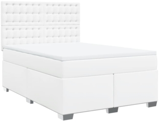 vidaXL Boxspringbett mit Matratze Weiß 160x200 cm Kunstleder 3290729