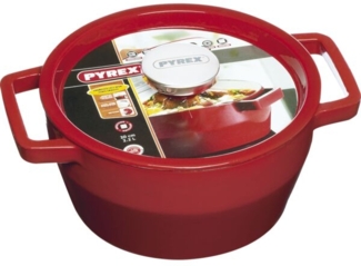 PYREX Slow Cook Bratentopf rund, mit Deckel, ø: 200 mm, rot