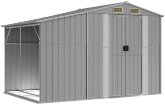 vidaXL Gerätehaus Grau 277x192,5x179 cm Verzinkter Stahl 3188289