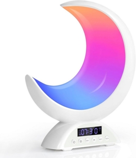 EXTSUD LED Nachtlicht Lichtwecker, Wecker mit Licht, 19 Lichtmodi, nachtlicht kinder, LED fest integriert, Farbwechsler, Touch-Steuerung mit dimmbaren Funktionen, Bluetooth Lautsprecher
