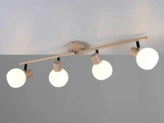 LED Deckenstrahler 4-flammig aus Metall in Beige mit Glasschirmen, Breite 70cm