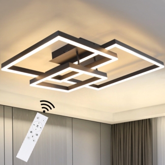 ZMH Deckenlampe LED Deckenleuchte Wohnzimmer - Wohnzimmerlampe Schwarz Dimmbar mit Fernbedienung 84W Schlafzimmerlampe Modern Schlafzimmer Deckebeleuchtung Geometrische für Küche Flur Büro Esszimmer