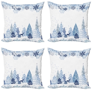 Abakuhaus Kissenbezüge Modern Accent Doppelseitiger Digitaldruck, (4 Stück), Weihnachten Winterwald