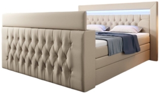 Luxusbetten24 Boxspringbett Sonino, mit TV Lift, RGB-Beleuchtung und Stauraum