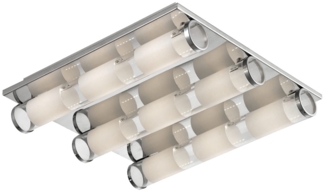 LED Deckenleuchte, 9 Flammig, Chrom, Glas satiniert, L 40 cm