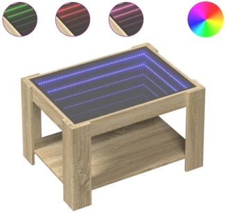 LED-Couchtisch, Sofatisch Sonoma Eiche 73 x 53 x 45 cm Holzwerkstoff