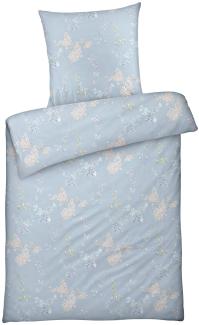 Carpe Sonno Interlock Jersey Bettwäsche Blumen blau aus 100% Baumwolle, 135 x 200 cm