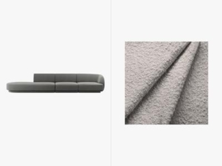 Micadoni Sofa Miley 4-Sitzer Links Boucle Hellgrau Kunststoff schwarz