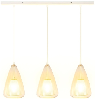 LED Pendelleuchte, Glas klar, Metall weiß, dimmbar H 150 cm