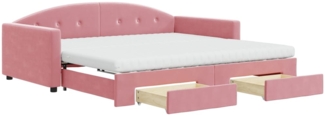 vidaXL Tagesbett Ausziehbar mit Schubladen Rosa 100x200 cm Samt 3197383