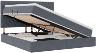 vidaXL Bett mit LED-Lichtleisten Dunkelgrau 160 x 200 cm Samt 3372736