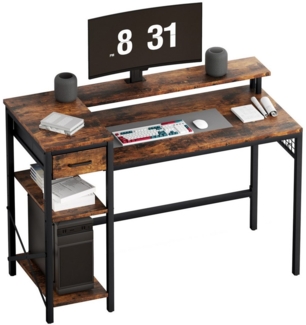 Oak&Tea Kinderschreibtisch Computertisch, Bürotisch mit Schubladen & Monitorständer Breite 120 cm (Schreibtisch *1), 120cm, PC Tisch für Büro,Arbeitszimmer, Heimbüro, Wohnzimmer