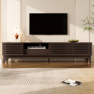 TV-Schrank Vintage mit 3 Lamellentüren & Schublade, Holzoptik, 170 x 35 x 40 cm