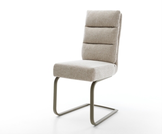 Freischwinger Pela-Flex Webstoff Soft Beige Freischwinger flach Effektfinish Titan Taschenfederkern