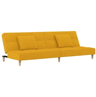 vidaXL Schlafsofa 2-Sitzer mit 2 Kissen Gelb Stoff 375797