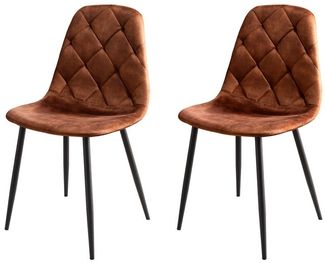 riess-ambiente Esszimmerstuhl GLAMM braun / schwarz - Samt, Metallbeine, Ziersteppung, Rauten, Set (Set, 2 St), 2 Stühle -ideal für Küche, Esszimmer, Wohnzimmer, Arbeitszimmer & Büro