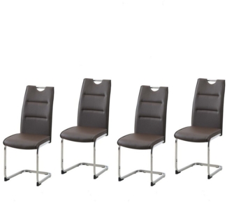 HTI-Line Esszimmerstuhl Schwingstuhl 4er Set PU braun DannyC (Set, 4 St), Freischwinger Esszimmerstuhl Kunstleder