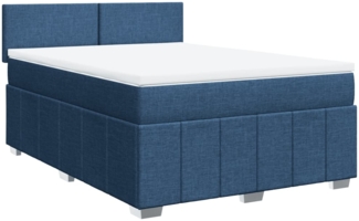 vidaXL Boxspringbett mit Matratze Blau 140x200 cm Stoff 3287090