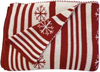 Primera Strickdecke Kuscheldecke Weihnachtsdecke 130x170 cm rot beige 545003-272