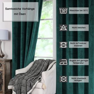 Haus und Deko Gardine Vorhang Ösen Verdunkelung 140x145 cm Samt weich blickdicht Gardine (1 St), Ösen, Polyester