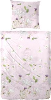 Primera Mako-Satin Bettwäsche 155x220 Blumenwiese Klee rosa weiß lila 243213-44