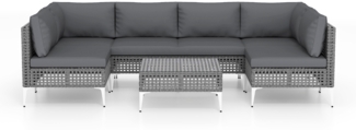 Lounge Möbel Outdoor Rattan Gartenlounge mit Tisch und Kissen Sitzgruppe für Garten Terrasse Balkon