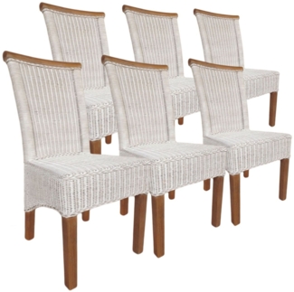 Esszimmer-Stühle Set Rattanstühle Perth 6 Stück Esstisch Stühle weiß Korbstühle nachhaltig ohne Sitzkissen