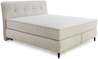 BOXSPRINGBETT 180x200 cm, extradicke 7-Zonen-Tonnentaschen-Federkern-Wendematratzen H3/H4, Bonell-Federkern, Flachgewebe Beige Grau