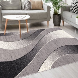 Mazovia Designteppich Modern Teppich Kurzflor Wohnzimmerteppich Robust und pflegeleicht GRAU, 60x100 cm, Fußbodenheizung,Allergiker geeignet,Farbecht,Pflegeleicht,Geometrisch